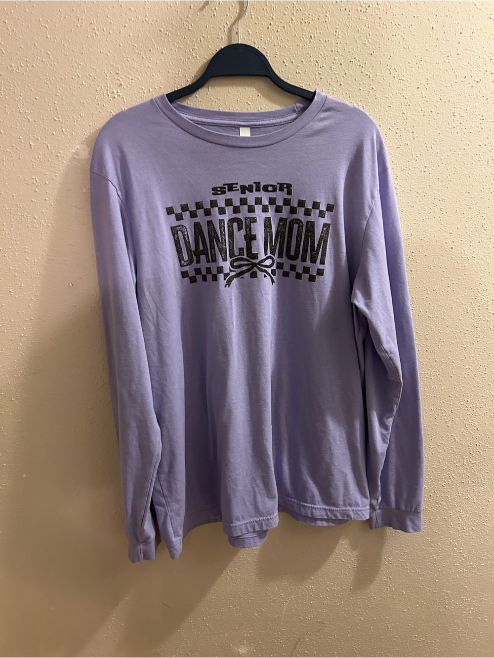 Gildan Lilac Long Sleeve Tee with Black Glitter Graphic